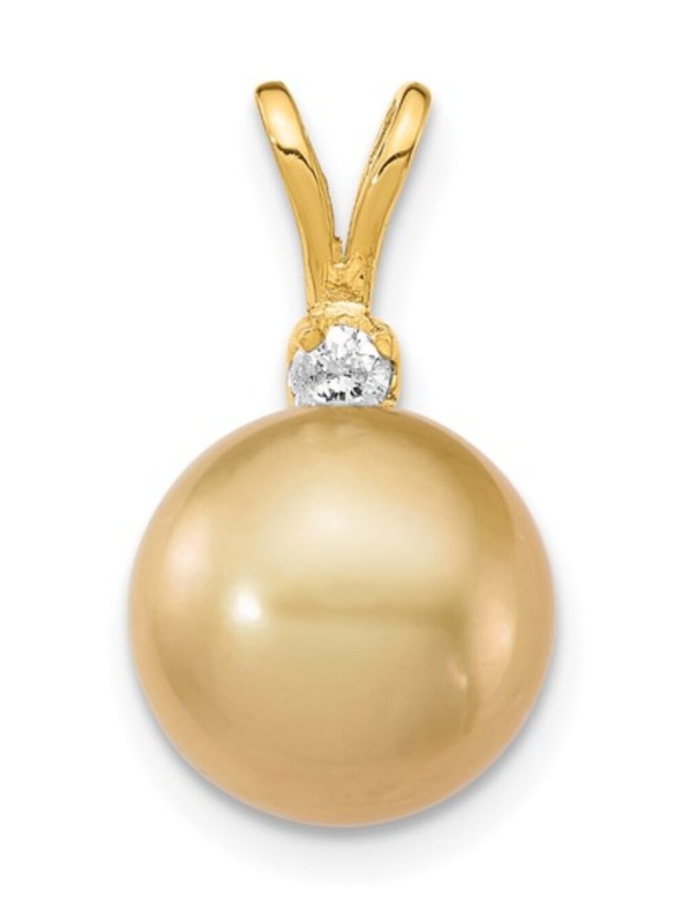Golden Radiance: 14K Gold Golden South Sea Pearl & Diamond Pendant